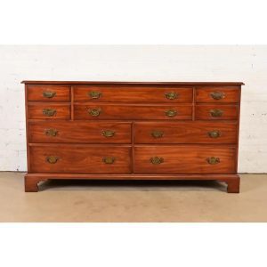 Henkel Harris Georgian Solid Cherry Wood Ten-Drawer Dresser, 1960s