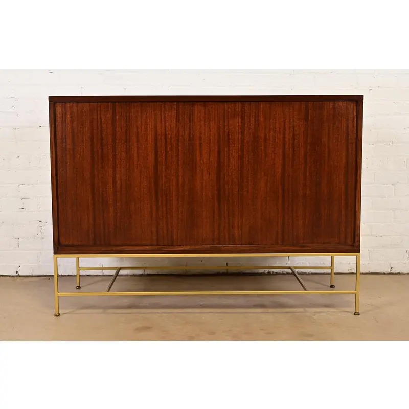 Paul McCobb Irwin Collection Mahogany and Brass Sideboard, Credenza, or Bar Cabinet, Newly Refinished - Image 15