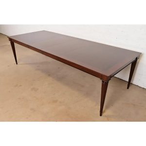 John Widdicomb French Regency Louis XVI Mahogany Extension Dining Table, Newly Refinished