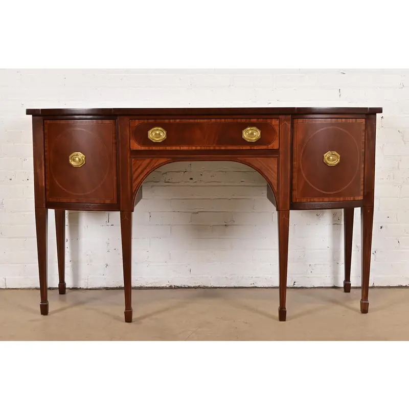 Baker Furniture Federal Inlaid Mahogany Sideboard Credenza, Newly Refinished - Image 2