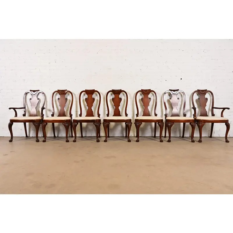 Baker Furniture Georgian Carved Mahogany Dining Chairs, Set of Seven - Image 2