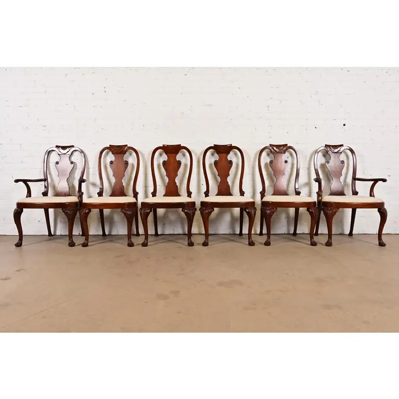 Baker Furniture Georgian Carved Mahogany Dining Chairs, Set of Six - Image 2