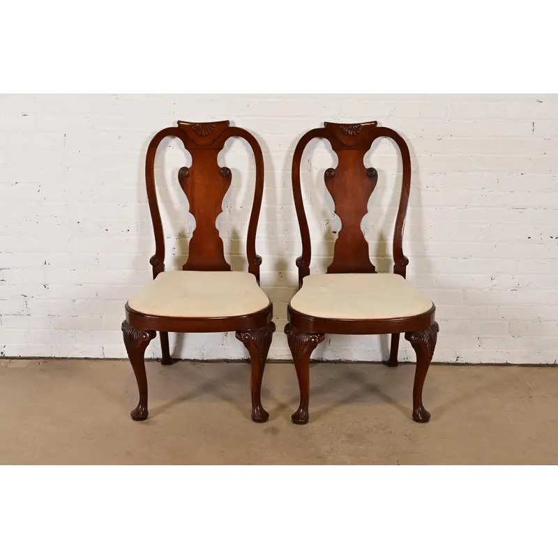 Baker Furniture Georgian Carved Mahogany Side Chairs or Dining Chairs, Pair - Image 2