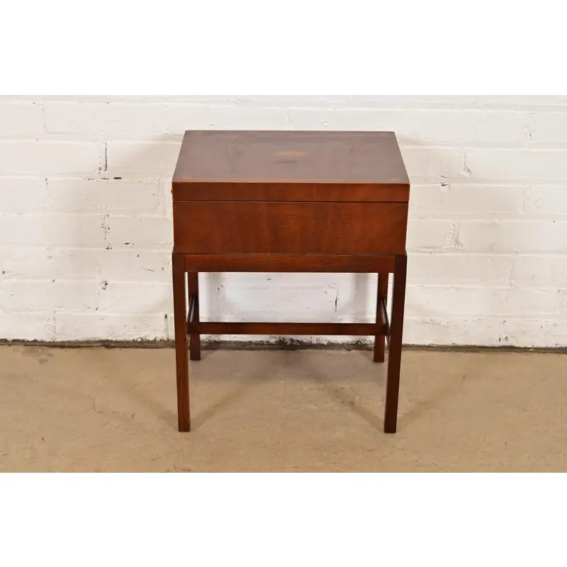 Baker Furniture Georgian Inlaid Mahogany Chest on Stand Side Table - Image 2