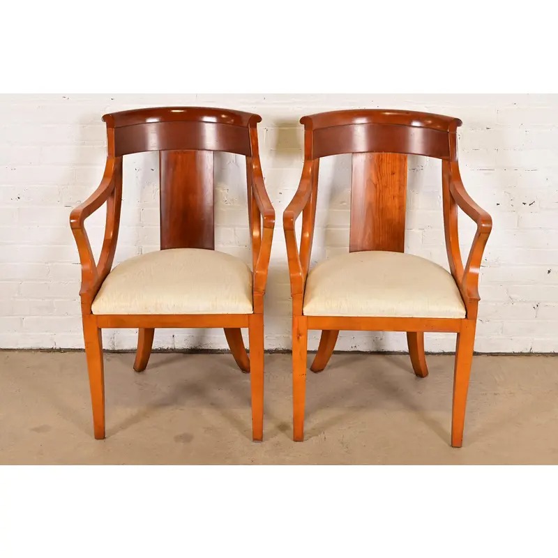 Baker Furniture Regency Solid Cherry Wood Armchairs, Pair - Image 2