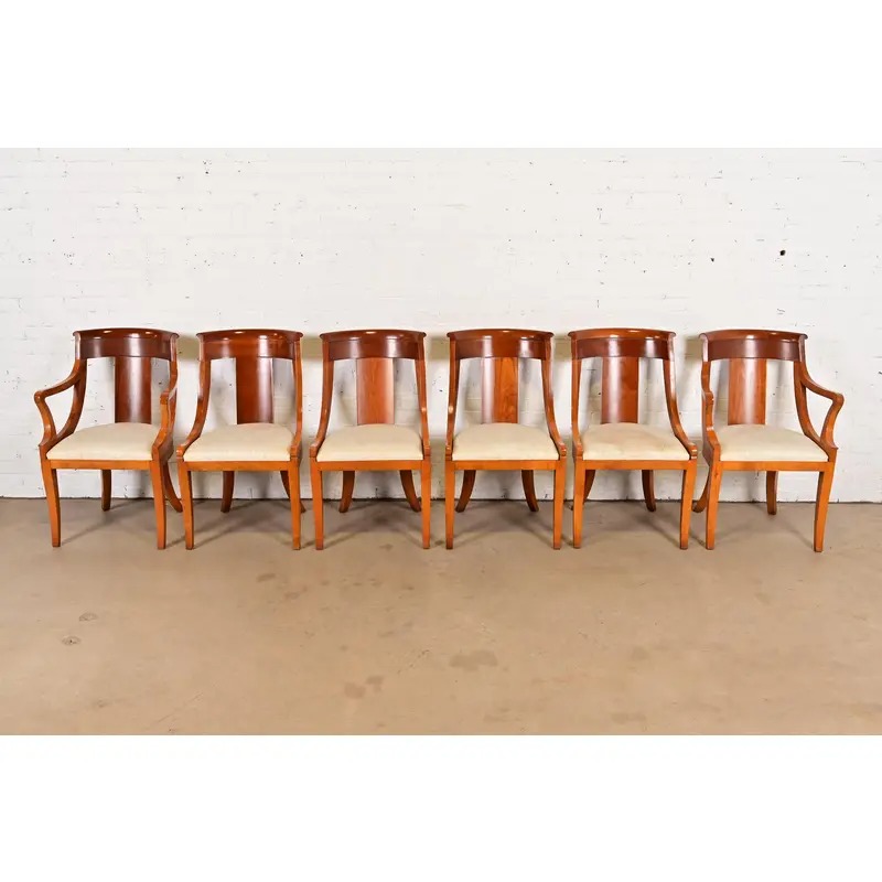 Baker Furniture Regency Solid Cherry Wood Dining Chairs, Set of Six - Image 2
