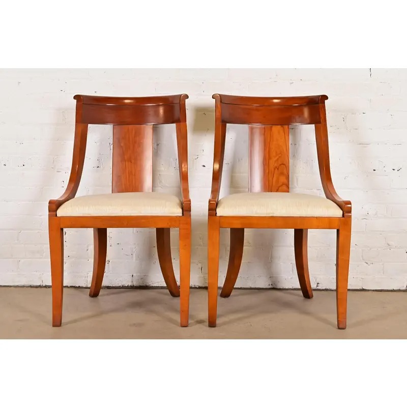 Baker Furniture Regency Solid Cherry Wood Side Chairs or Dining Chairs, Pair - Image 2