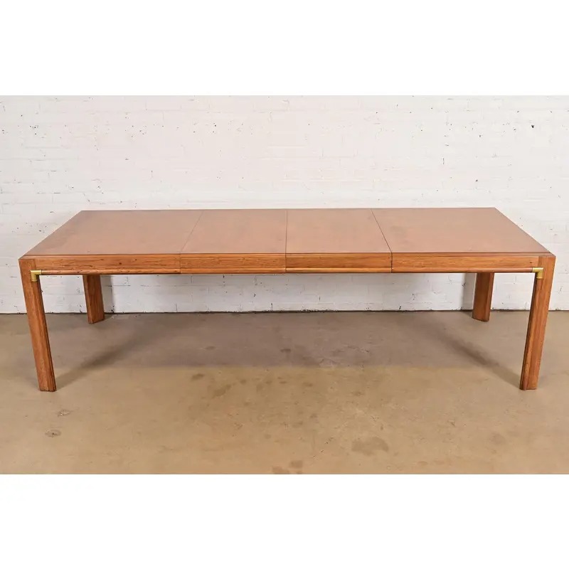 Drexel Heritage Mid-Century Hollywood Regency Campaign Walnut Extension Dining Table, Newly Refinished - Image 2