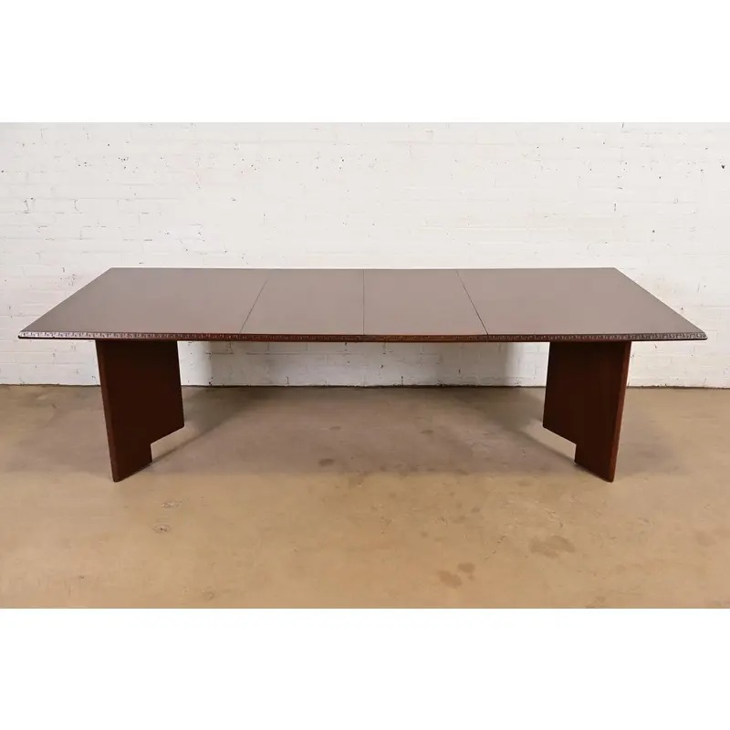 Frank Lloyd Wright for Heritage-Henredon Taliesin Mahogany Extension Dining Table, Newly Refinished - Image 2