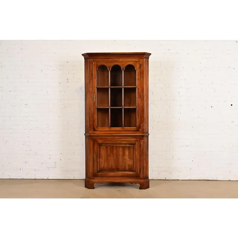 Henkel Harris Style Cherry Wood Corner Cabinet, Circa 1970s - Image 2
