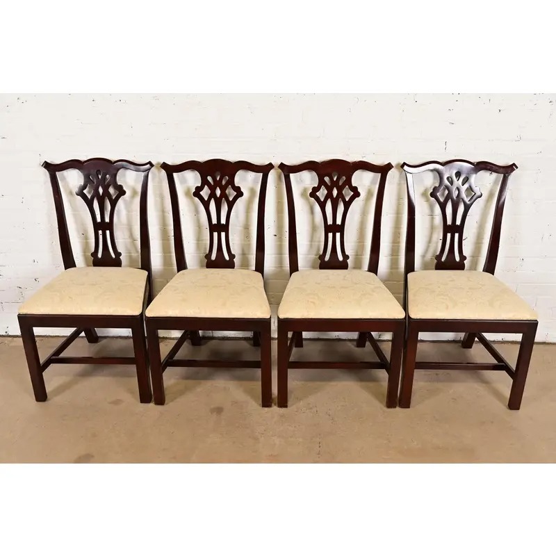 Kindel Furniture Georgian Carved Mahogany Dining Chairs, Set of Four - Image 2