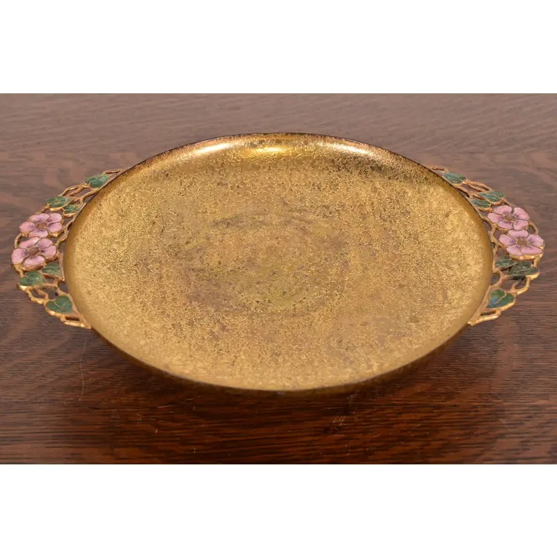 Louis Comfort Tiffany Furnaces Favrile Bronze Doré and Enamel Footed Centerpiece Bowl or Tazza - Image 2