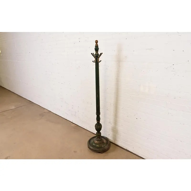 Stickley Brothers Antique Early American Country Cottage Green Lacquered Hall Tree, Circa 1920s - Image 2