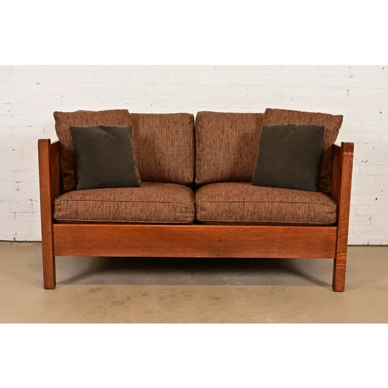 Stickley Mission Oak Arts & Crafts Spindle Settle Sofa - Image 2