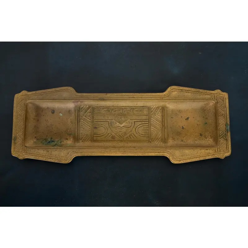 Tiffany Studios New York American Indian Pattern Bronze Doré Pen Tray - Image 2
