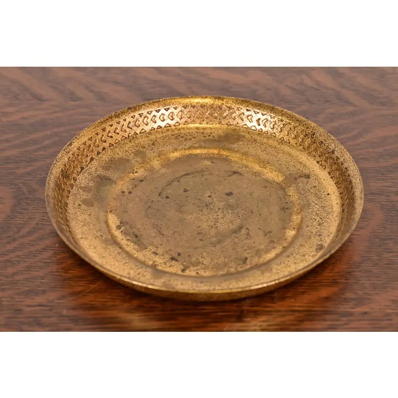 Tiffany Studios New York Bronze Doré Shallow Bowl or Tray With Decorative Border - Image 2