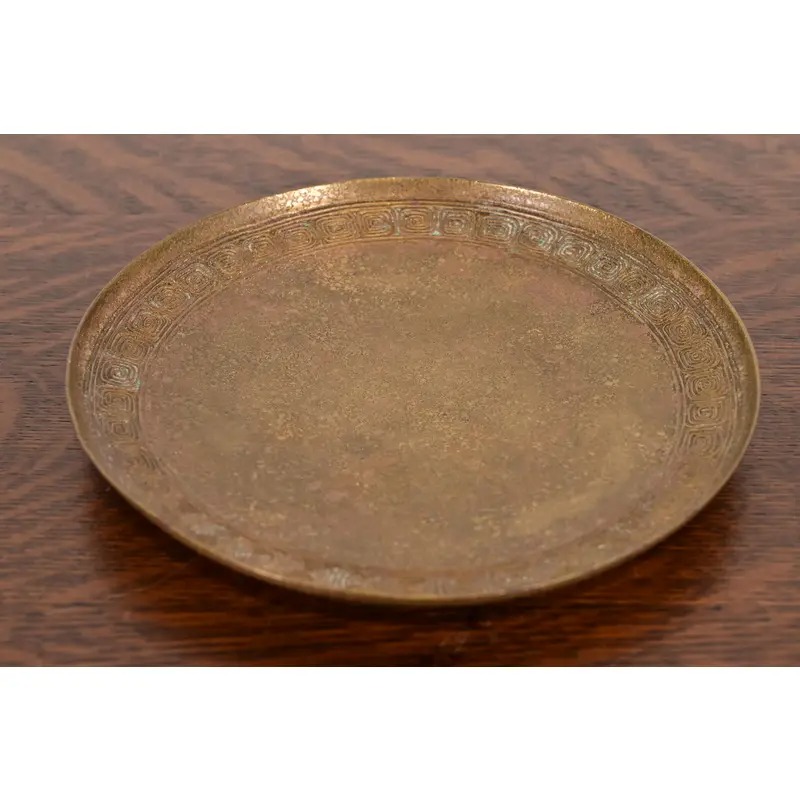 Tiffany Studios New York Bronze Plate With Greek Key Design - Image 2