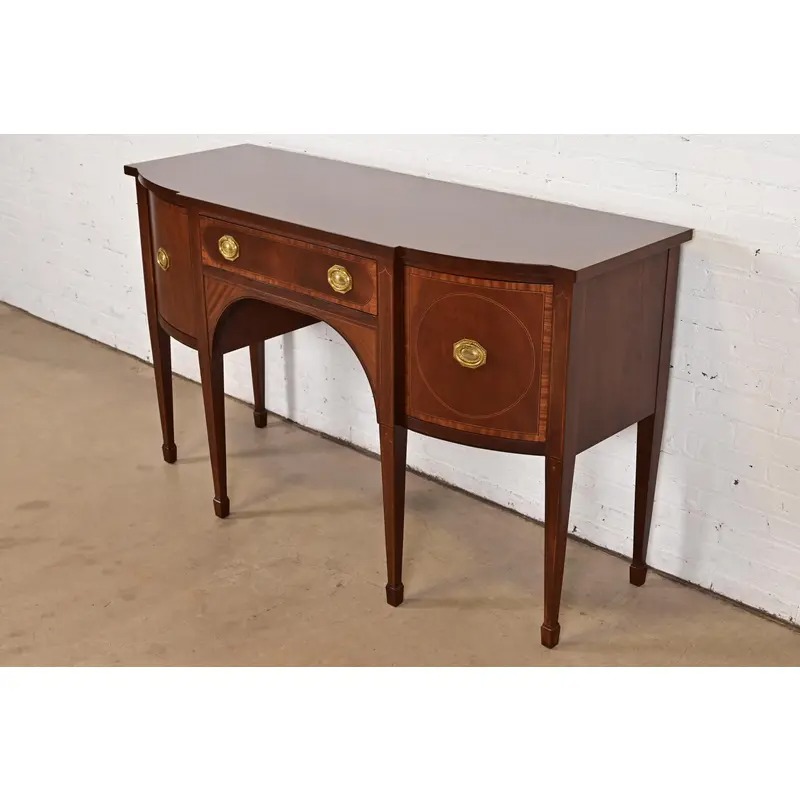 Baker Furniture Federal Inlaid Mahogany Sideboard Credenza, Newly Refinished - Image 3