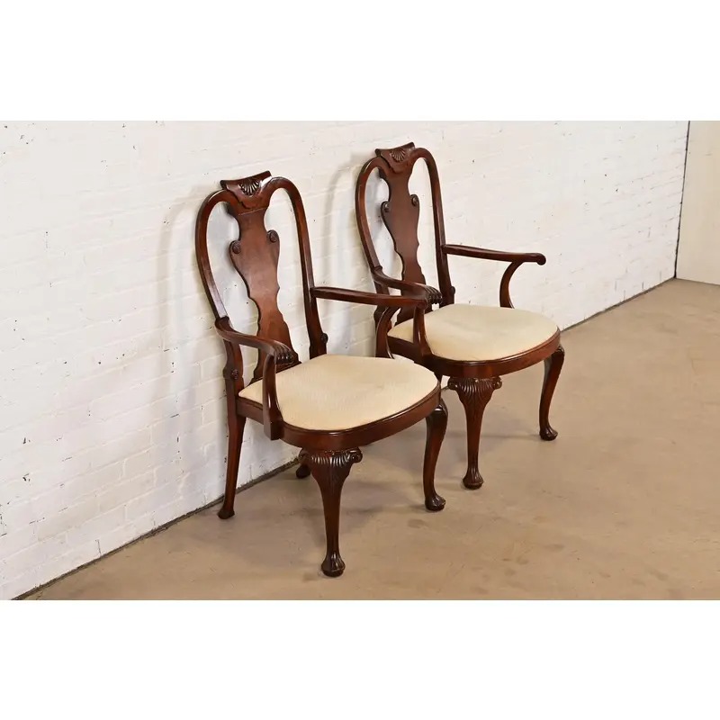 Baker Furniture Georgian Carved Mahogany Armchairs, Pair - Image 3