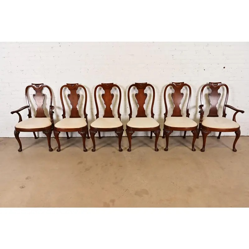 Baker Furniture Georgian Carved Mahogany Dining Chairs, Set of Six - Image 3