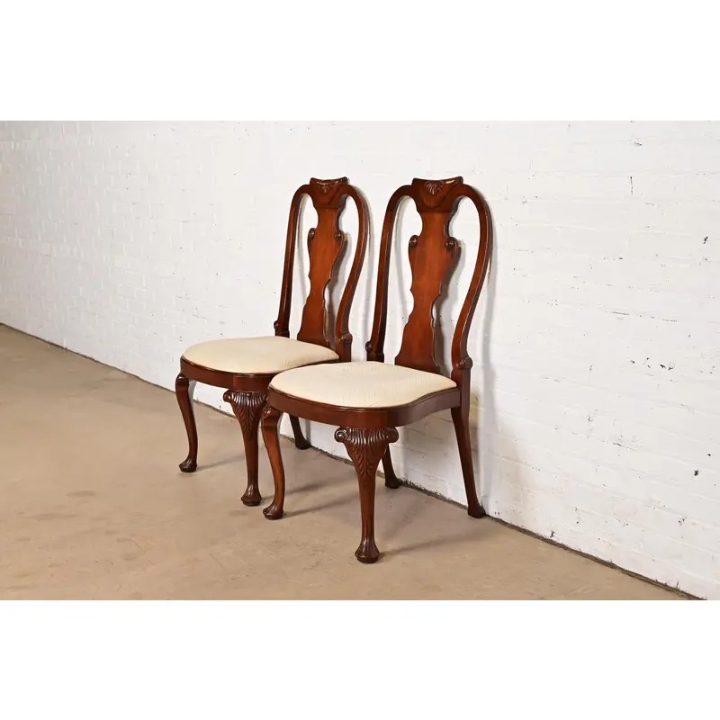 Baker Furniture Georgian Carved Mahogany Side Chairs or Dining Chairs, Pair - Image 3