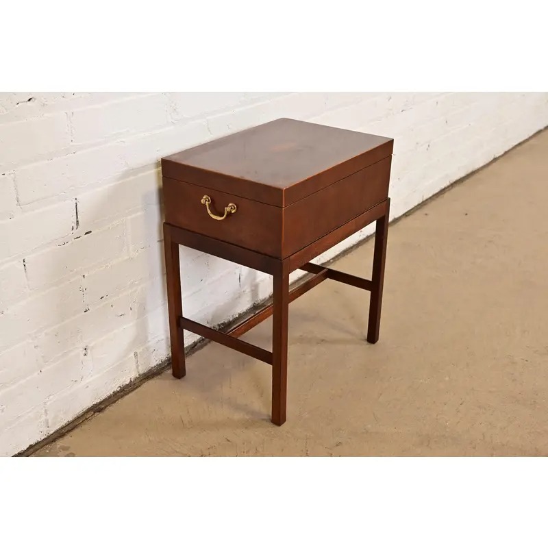 Baker Furniture Georgian Inlaid Mahogany Chest on Stand Side Table - Image 3
