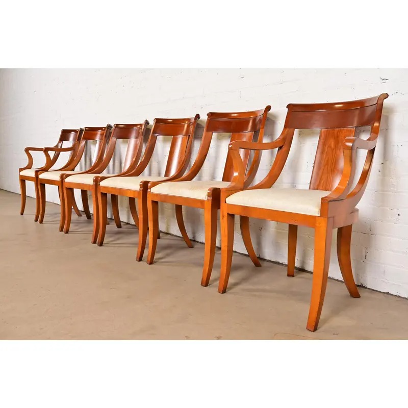 Baker Furniture Regency Solid Cherry Wood Dining Chairs, Set of Six - Image 3