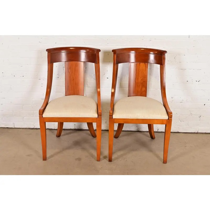 Baker Furniture Regency Solid Cherry Wood Side Chairs or Dining Chairs, Pair - Image 3