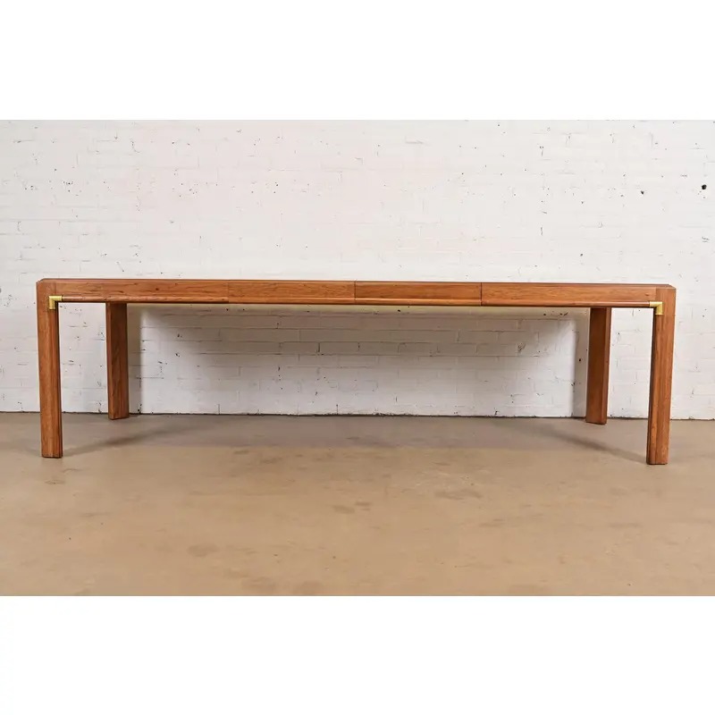 Drexel Heritage Mid-Century Hollywood Regency Campaign Walnut Extension Dining Table, Newly Refinished - Image 3