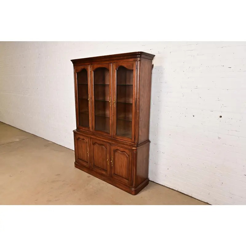 Kindel Furniture French Louis Philippe Lighted Breakfront Bookcase Cabinet - Image 3