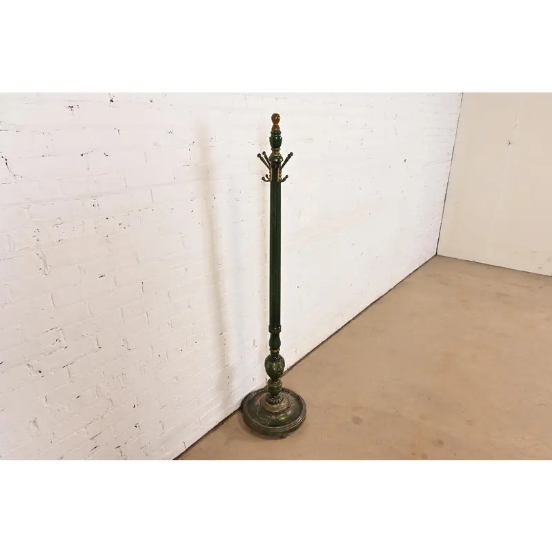 Stickley Brothers Antique Early American Country Cottage Green Lacquered Hall Tree, Circa 1920s - Image 3