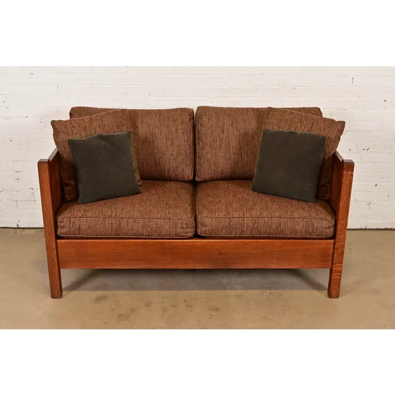 Stickley Mission Oak Arts & Crafts Spindle Settle Sofa - Image 3