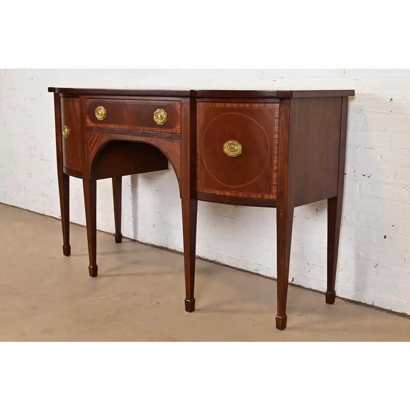 Baker Furniture Federal Inlaid Mahogany Sideboard Credenza, Newly Refinished - Image 4