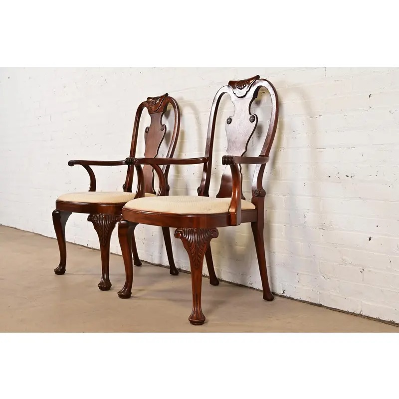 Baker Furniture Georgian Carved Mahogany Armchairs, Pair - Image 4