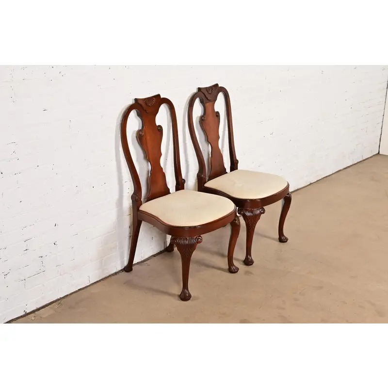 Baker Furniture Georgian Carved Mahogany Side Chairs or Dining Chairs, Pair - Image 4