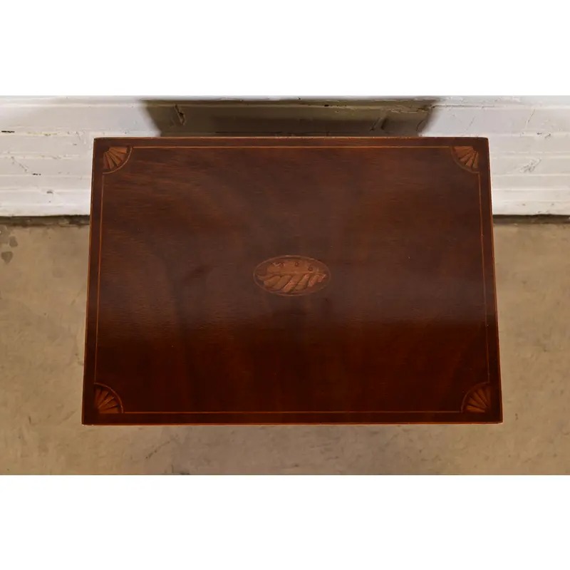 Baker Furniture Georgian Inlaid Mahogany Chest on Stand Side Table - Image 4