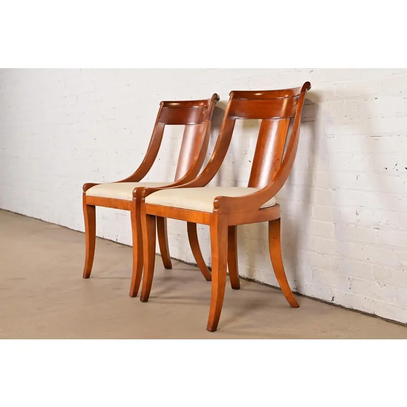 Baker Furniture Regency Solid Cherry Wood Side Chairs or Dining Chairs, Pair - Image 4