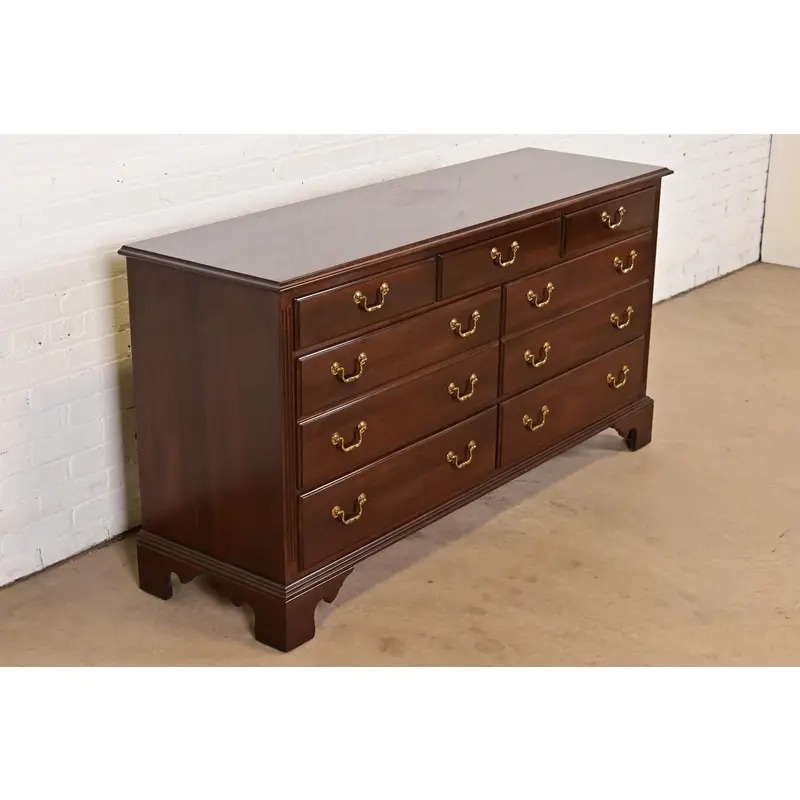 Ethan Allen Georgian Solid Cherry Wood Dresser or Credenza - Image 4