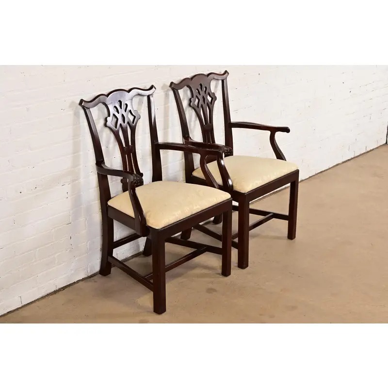 Kindel Furniture Georgian Carved Mahogany Armchairs, Pair - Image 4