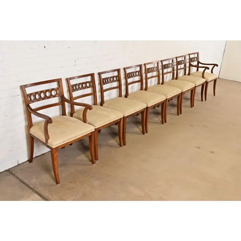 Kindel Furniture Regency Carved Cherry Wood Dining Chairs, Set of Eight - Image 4