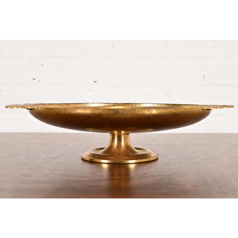 Louis Comfort Tiffany Furnaces Favrile Bronze Doré and Enamel Footed Centerpiece Bowl or Tazza - Image 4