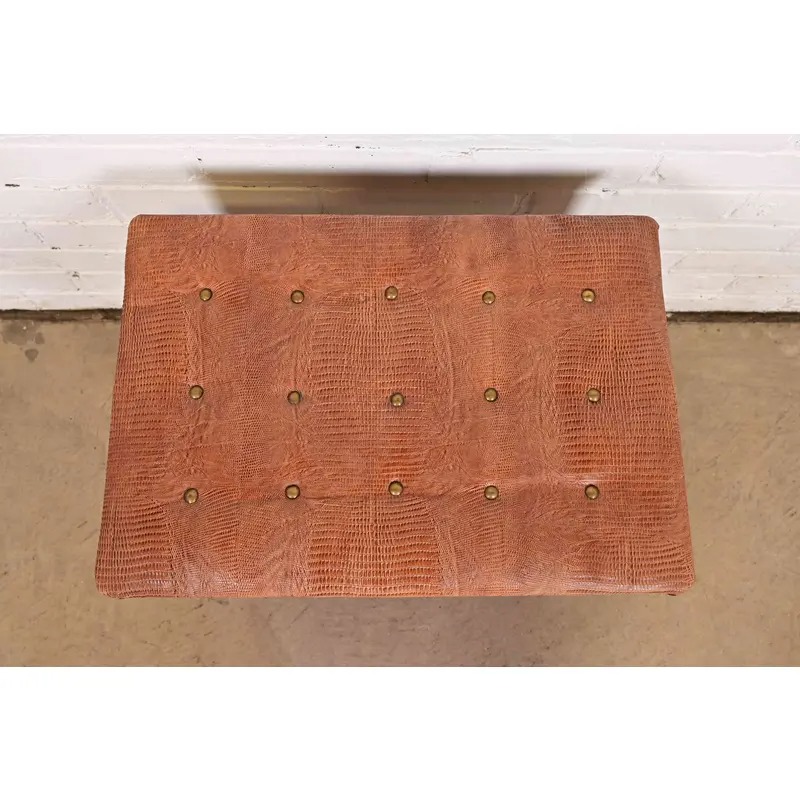 Stickley Style Antique Mission Oak Arts & Crafts Upholstered Footstool or Ottoman - Image 4