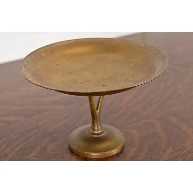 Tiffany Studios New York Bronze Doré Pedestal Bowl or Compote Dish - Image 4