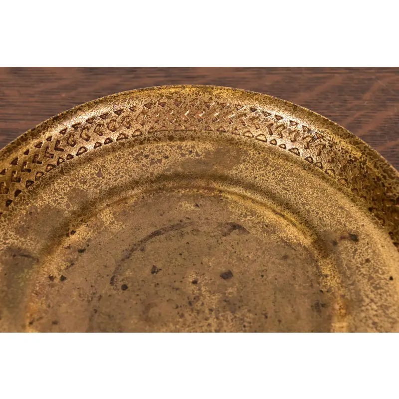 Tiffany Studios New York Bronze Doré Shallow Bowl or Tray With Decorative Border - Image 4