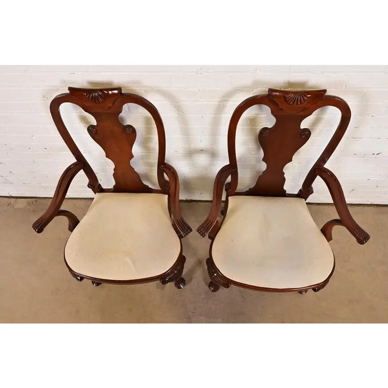 Baker Furniture Georgian Carved Mahogany Armchairs, Pair - Image 5