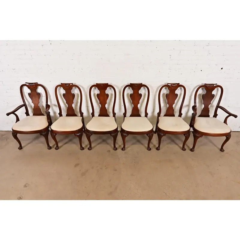 Baker Furniture Georgian Carved Mahogany Dining Chairs, Set of Six - Image 5