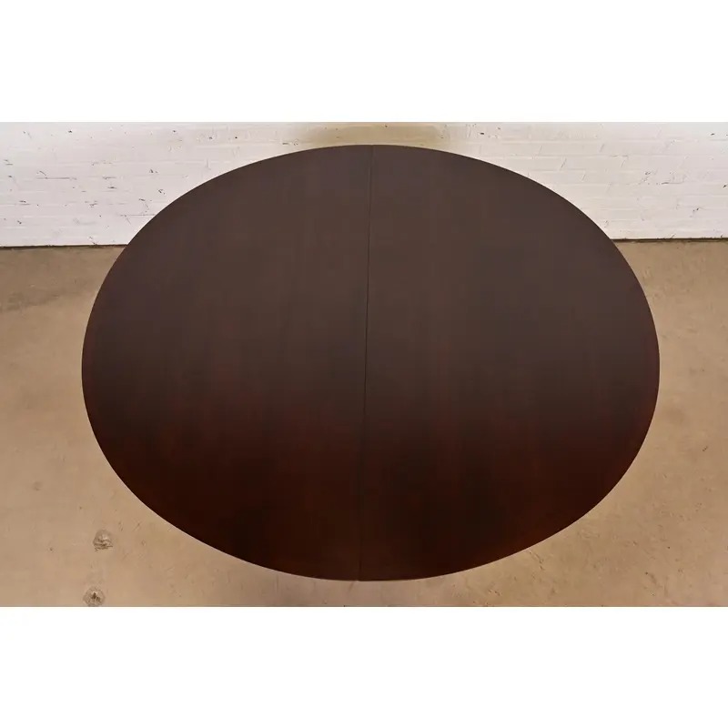 Baker Furniture Georgian Cherry Wood Pedestal Extension Dining Table, Newly Refinished - Image 5