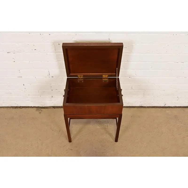 Baker Furniture Georgian Inlaid Mahogany Chest on Stand Side Table - Image 5