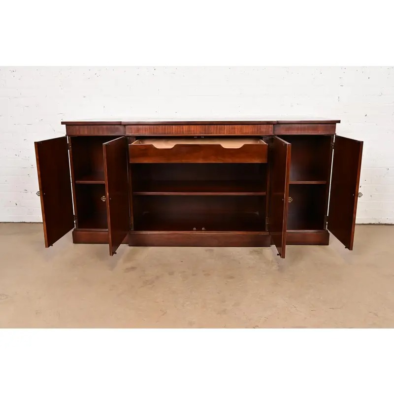 Baker Furniture Historic Charleston Georgian Inlaid Mahogany Breakfront Sideboard or Bar Cabinet - Image 5