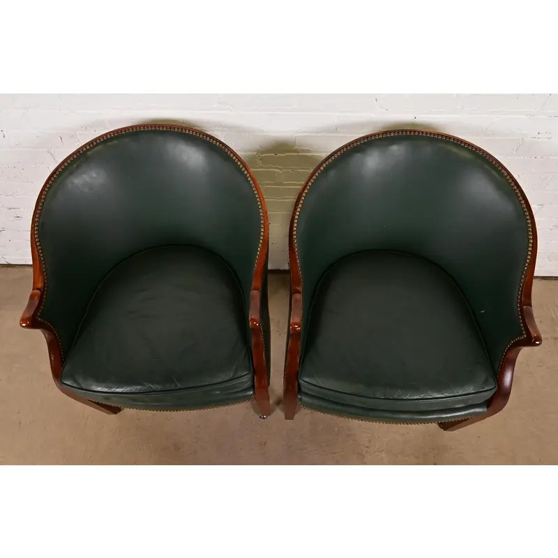 Baker Furniture Modern Regency Leather Upholstered Lounge Chairs, Pair - Image 5